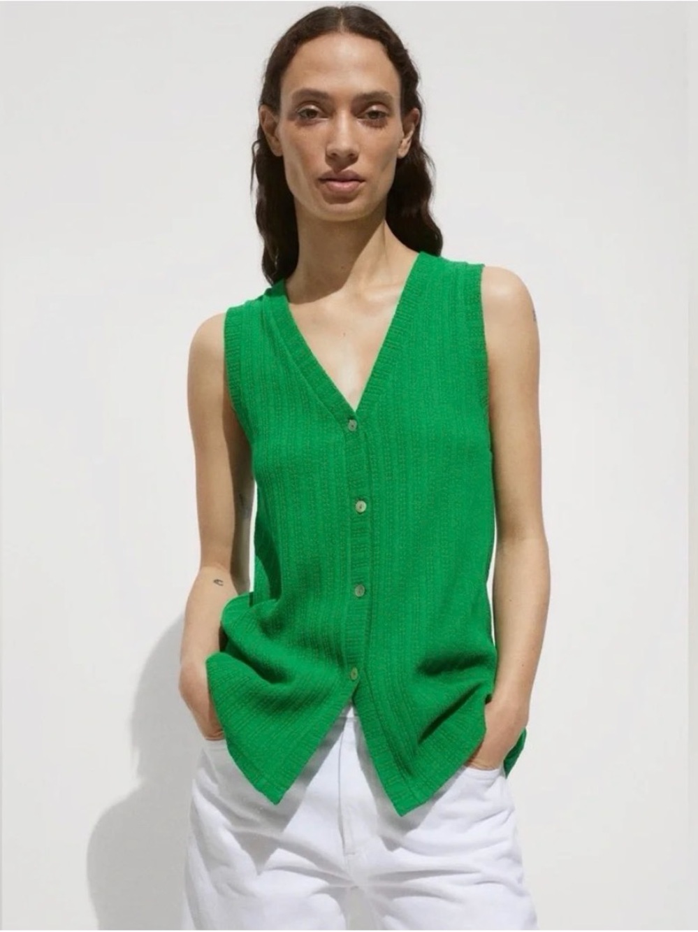 Mango Bright Green Knit Vest - Picture 1 of 11